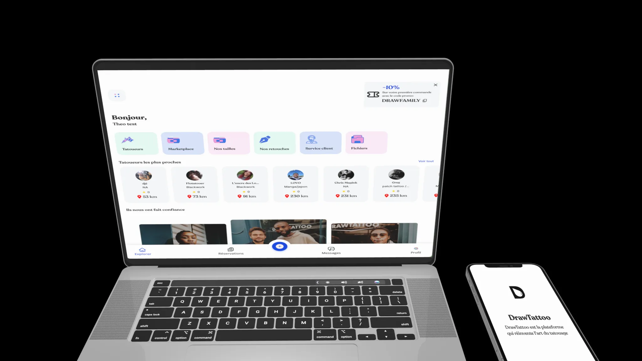 Mockup Mobile/Web DrawTattoo